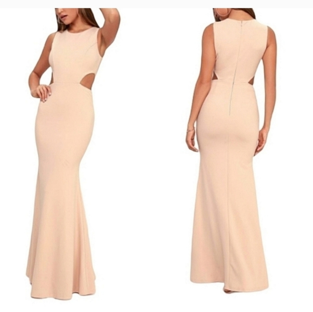 Lulus Tan Colored Maxi Dress 👗 with side cutouts